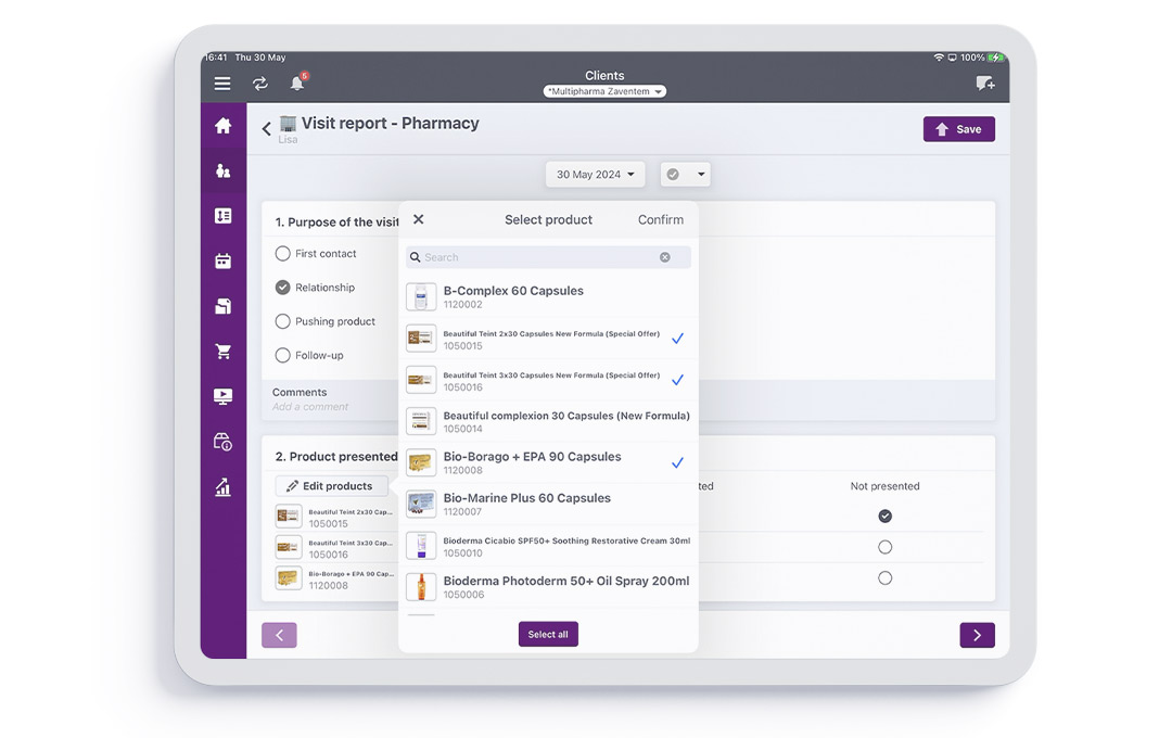 Medical visit report smartsales